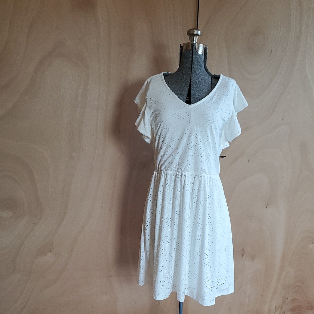 Chic White Eyelet Mini Dress